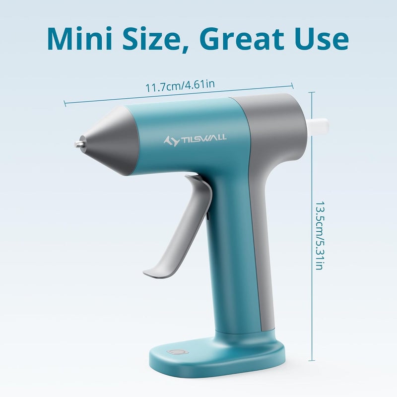 TILSWALL Cordless Hot Glue Gun, Rapid 30s Preheat, Mini glue gun and sticks set with 2000mAh Type-C Rechargeable, Smart Power Off, 20 Premium Glue Sticks, Ideal for DIY Crafts, Gift Making Blue - Image 2